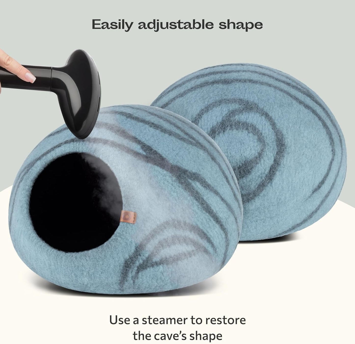 Cat Cave – Premium Felt Cat Bed for Indoor Cats, Handmade 100% Merino Wool (Aquamarine, Medium)