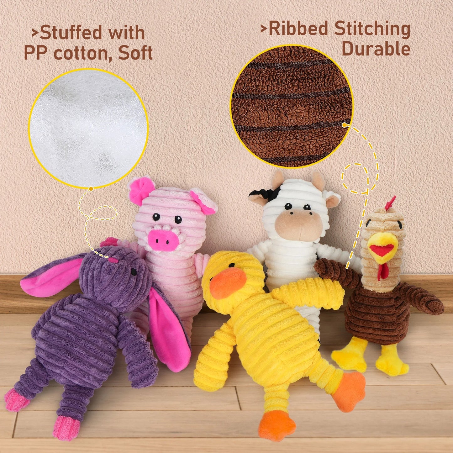 Dog Toys, 5 Pack, Squeaky Plush Dog Chew Toys Gift for Small Medium Large Dogs, Puppy