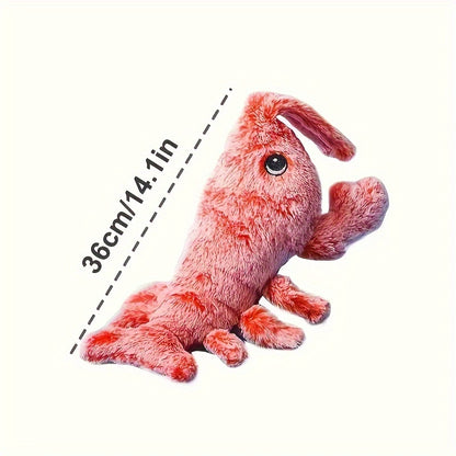 Pet Gravity Shrimp Plush Toy USB Charging Simulate Lobster Electric Jumping Cat Toys, Simulation Lobster Dog Toy, USB Charging with Catnip Plush Cat Toy, Pet Dog Cats Stuffed Interactive Toy