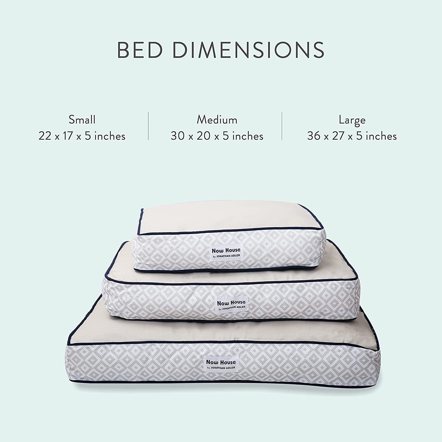 Now House by  Grey Diamond Cushion Dog Bed, Medium Washable for Pets